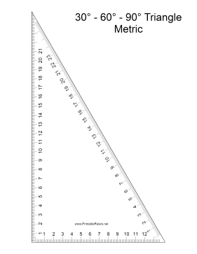 Triangle-30 60 90 Metric Printable Ruler