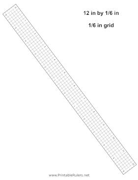 12in Ruler Sixth Inch Grid Printable Ruler