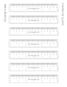 15 Centimeter And 6 Inch By 16th Inch Printable Ruler