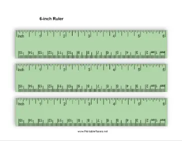 6 Inch Green Ruler Printable Ruler