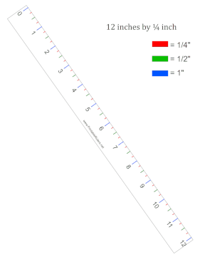 Colored Markings Ruler 12-inch by 4 Printable Ruler