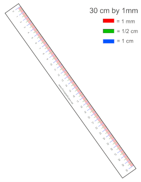 Colored Markings Ruler 30-cm by mm Printable Ruler