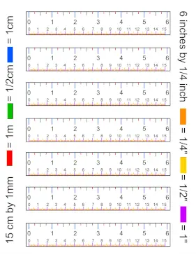 Colored Markings Ruler 6-Inch By 4 With cm Printable Ruler