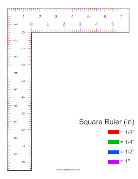 Colored Markings Square Ruler Printable Ruler