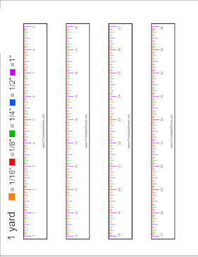 Colored Markings Yardstick Printable Ruler