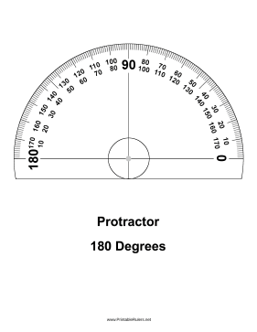 Protractor 180 Degrees Printable Ruler