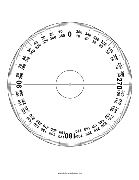 Protractor 360 Degrees Printable Ruler