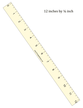 Ruler 12-Inch By 1/4 Inch Yellow Printable Ruler