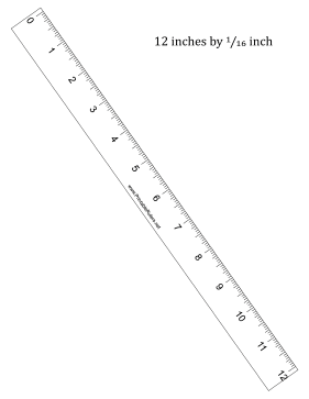 12-inch by 1/16 inch Ruler Printable Ruler