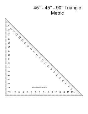 Triangle-45 45 90 Metric Printable Ruler