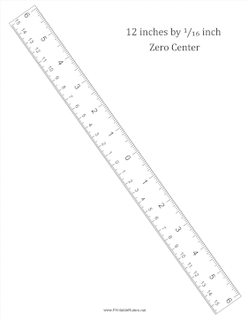 Zero Center Ruler 12-Inch By 16 Printable Ruler
